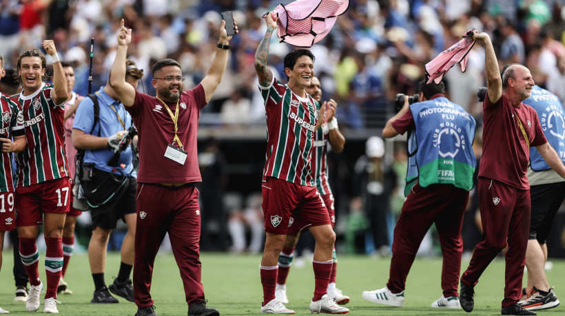 Atacante Germán Cano comemora classificação no jogo Fluminense x Al-Hilal, no Camping World Stadium, pelo Mundial de Clubes 2025