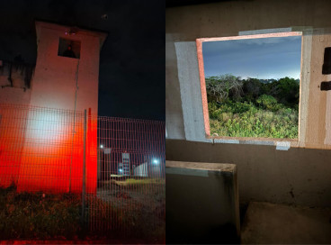 Presos fugiram utilizando corda através da guarita policial da unidade prisional em Itaitinga 