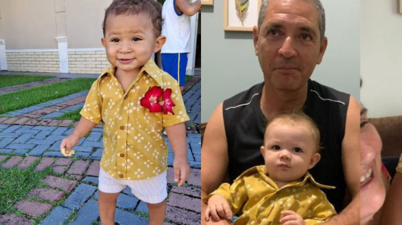Na foto, o neto de Fábio Henrique Soares Ferreira, Dom Soares Andrade, de 1 ano e 4 meses, usando a camisa do avô, um dos únicos pertences que o acompanhou na vinda a Reriutaba do Rio de Janeiro