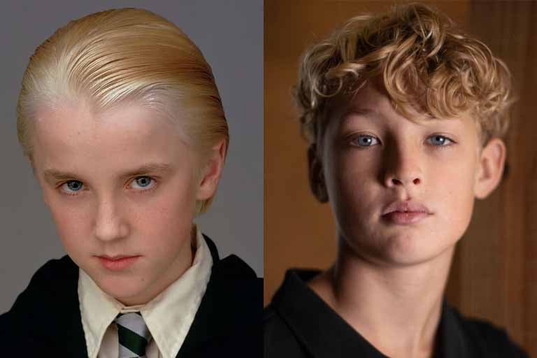 Escolhido entre mais de 30 mil candidatos nas audições globais, o britânico Lox Pratt, 14 anos, carrega o peso de suceder Tom Felton como o arquirrival de Harry. Antes de Hogwarts, Pratt chamou a atenção da crítica como Jack Merridew na minissérie O Senhor das Moscas da BBC.