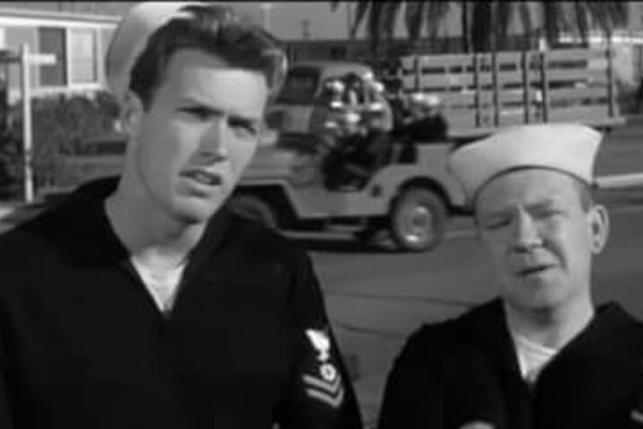 Francis na Marinha (1955), é considerado o primeiro filme com participação de Eastwood em que ele foi creditado de fato -- isso porque ele já tinha feito uma participação em A Revanche do Monstro, naquele mesmo ano, mas sem figurar nos créditos.









