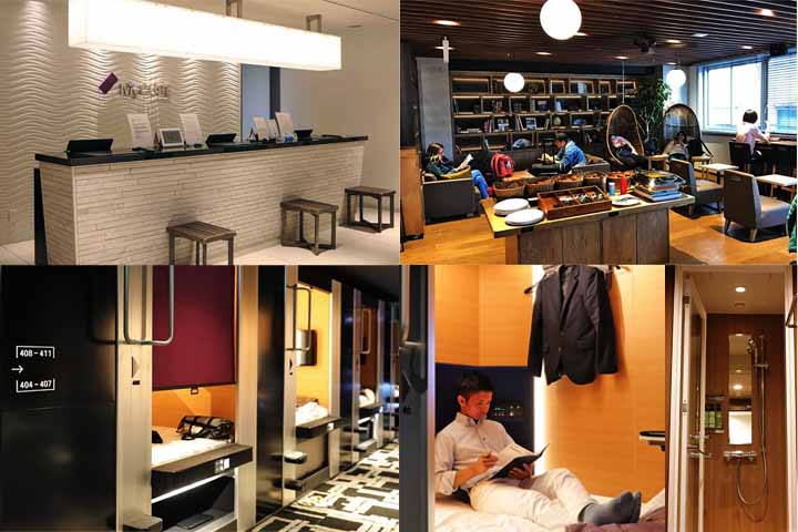 As bagagens costumam ter que ficar na recepção, embora algumas cápsulas tenham armários para algumas bolsas.
