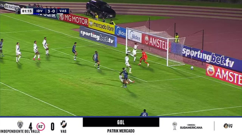 VIROU GOLEADA! Patrik Mercado marca o quarto do Independiente del Valle no Vasco