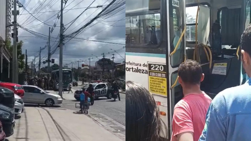 Mulher foi morta tiros dentro de ônibus, na avenida Sargento Hermínio, no bairro Monte Castelo, em Fortaleza