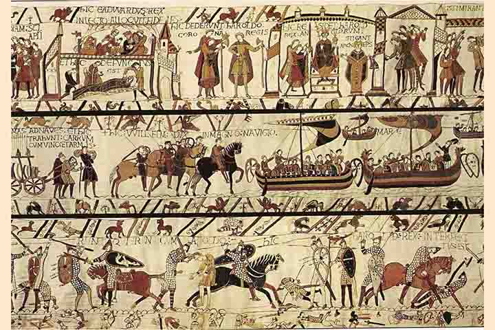 A Tapeçaria de Bayeux, originária da França, é um patrimônio histórico devido à sua importância artística e documental. Criada no século XI, ela retrata a conquista da Inglaterra pelos normandos em 1066, narrando a Batalha de Hastings. 