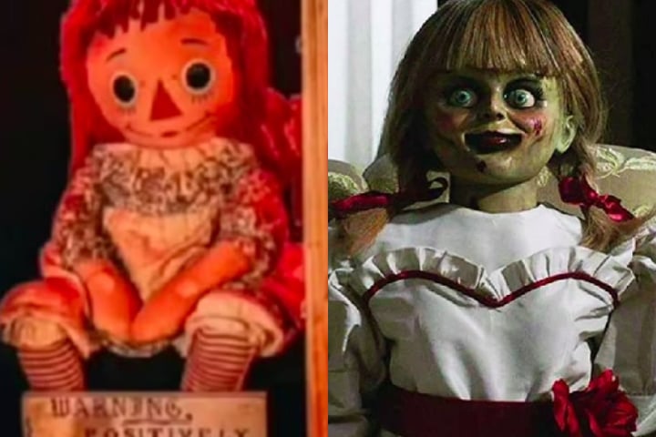Uma curiosidade é que a verdadeira Annabelle é uma boneca de pano com cabelo de lã vermelha e um rosto amigável, bem diferente da versão de porcelana com aparência sinistra retratada nos filmes. 