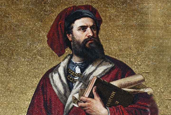 Famoso cronista, Marco Polo permaneceu 17 anos na China. A estátua já estava em Veneza quando ele viajou. Mas seus ascendentes podem ter adquirido a peça.