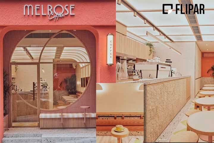 O Melrose Café, com sede em Hong Kong, é inspirado na cultura cafeeira de Los Angeles. A paleta de cores rosa e amarelo da loja pretende invocar o icônico pôr do sol da Costa Oeste. Seu cardápio inclui pratos de inspiração californiana, como torradas de abacate.