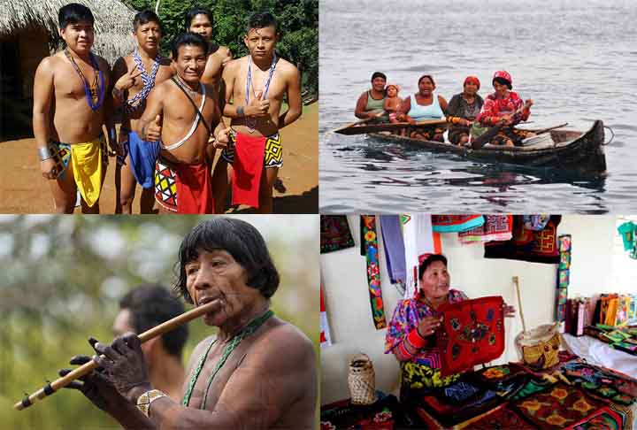 Panamá: Povos como os Kuna, Emberá e Ngäbe compõem uma parte importante da identidade do país. Algumas comunidades indígenas têm autogoverno em áreas designadas, chamadas de “comarcas”. Os Kuna são conhecidos por sua arte têxtil, os molas, e por manterem uma forte conexão com seu território.

