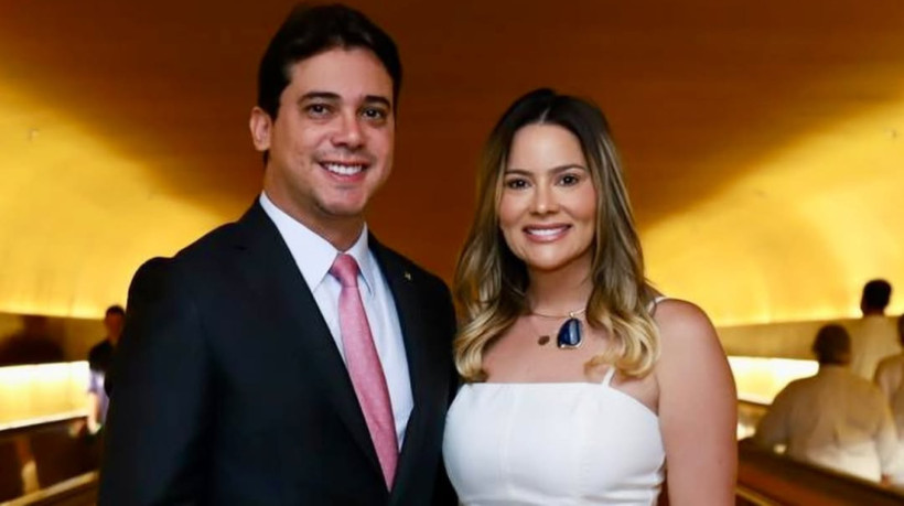 Deputado Jr. Mano (PSB) e prefeita Giordanna Mano (PRD)