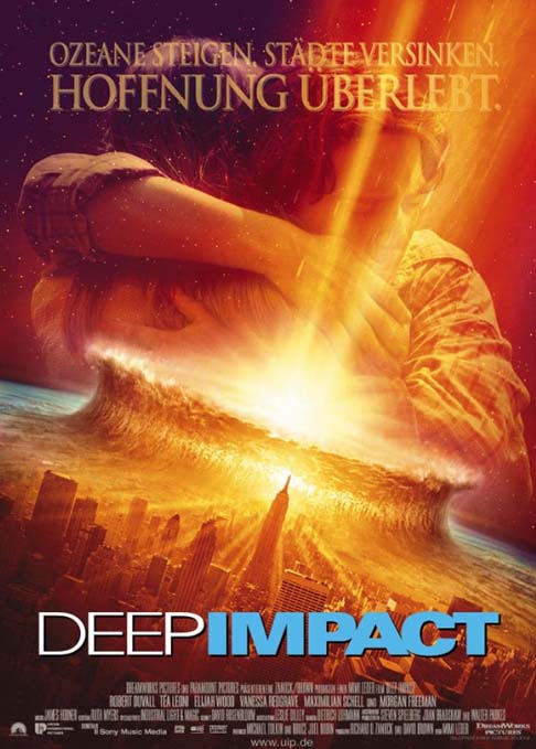 Por fim, Impacto Profundo, de 1998, aborda o desastre da ameaça global de um impacto de asteróide que poderia extinguir a vida na Terra. Esse asteróide foi descoberto por um adolescente e o caso se torna público, causando pânico.