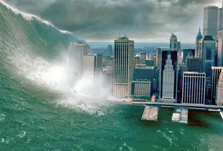 Com o insucesso da missão de astronautas, uma parte do cometa atinge a Terra, causando um megatsunami e a destruição de grande parte da costa leste dos Estados Unidos.