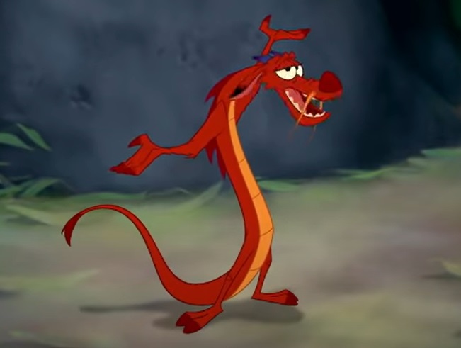 Personagem: Mushu - Filme: Mulan - Sua personalidade forte e seu carisma fizeram de Mushu um dos motivos para o filme Mulan ser adorado por tantos fãs. Destaque para sua impulsividade e seu jeito extremamente engraçado. 