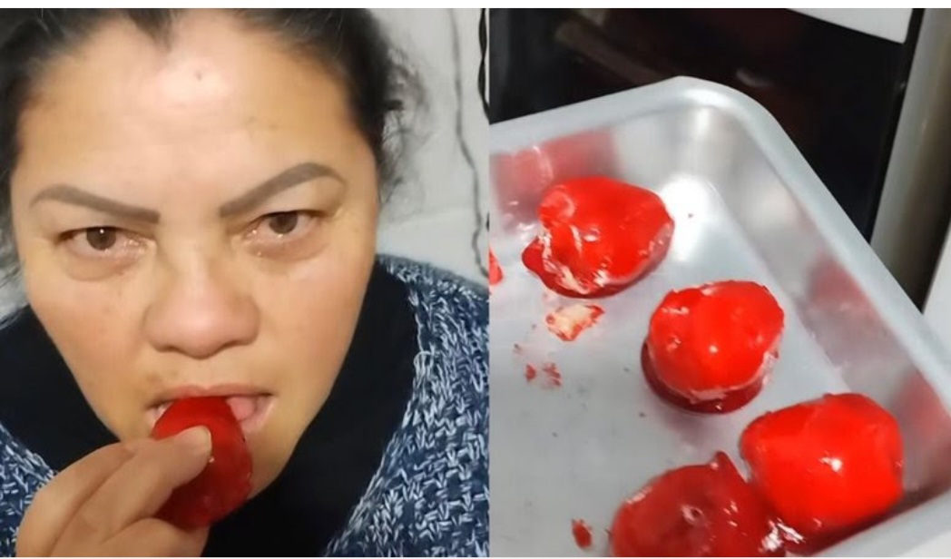 Em vídeo que também ficou viral,  uma mulher identificada como Jessica Isaias Wuitschik, do Rio Grande do Sul, perdeu a prótese dentária na primeira mordida.