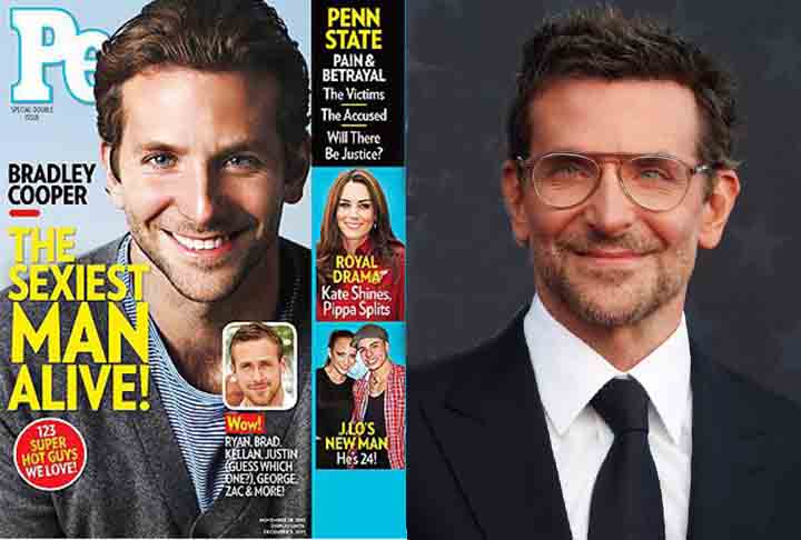 2011 — Bradley Cooper: Nasceu em 5 de janeiro de 1975. Entre roteiros, atuações e trabalhos de produção, Cooper já foi indicado 12 vezes ao Oscar! Em 2025, viveu o pai de Kal-El na versão mais recente de Superman.