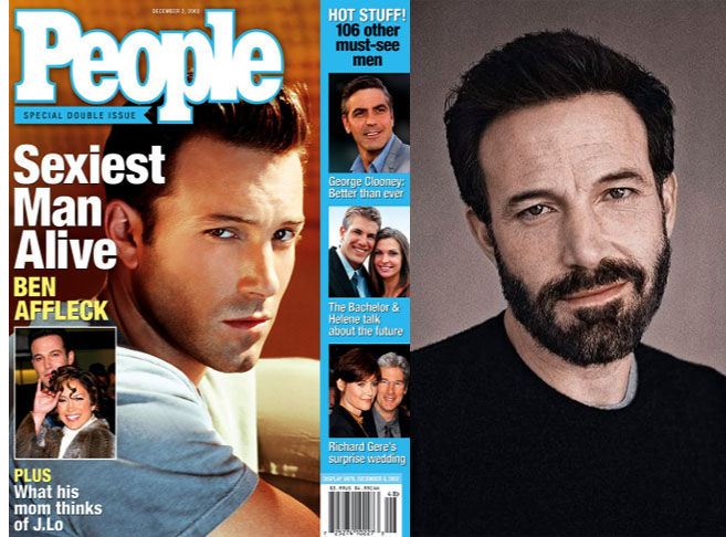 2002 — Ben Affleck: Nascido em 15 de agosto de 1972, Affleck venceu dois Oscars: de Melhor Filme, por Argo, e de Melhor Roteiro, por Gênio Indomável. De lá para cá, interpretou o Demolidor, o Batman, e atuou em O Contador 2, em 2025.