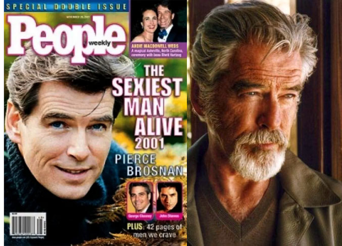 2001 — Pierce Brosnan: Nasceu em 16 de maio de 1953. Na época, Brosnan estava no auge da carreira na pele de James Bond. Continua na ativa até hoje. Em 2025, estrelou o filme Código Preto e a série Terra da Máfia, da Paramount+.
