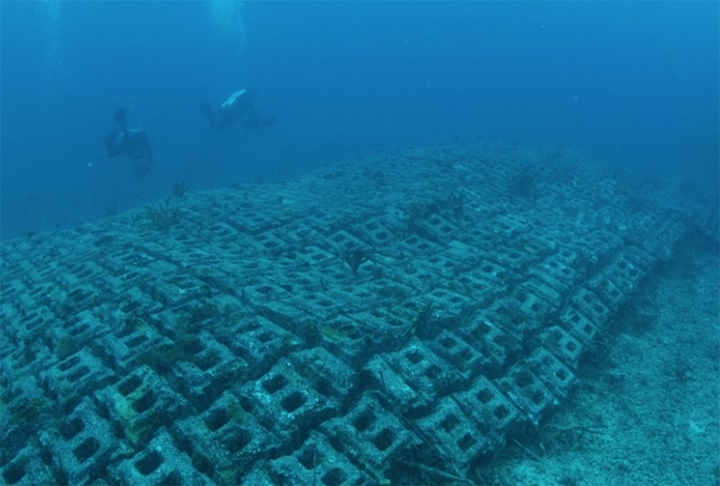 A Estrada de Bimini, localizada na costa da Ilha de Bimini, nas Bahamas, possui uma formação geológica curiosa. É formada por 800 metros de pedras de calcário. A lenda mais conhecida é de que a estrada foi construída pelos moradores de Atlântida, a cidade perdida no Oceano. 