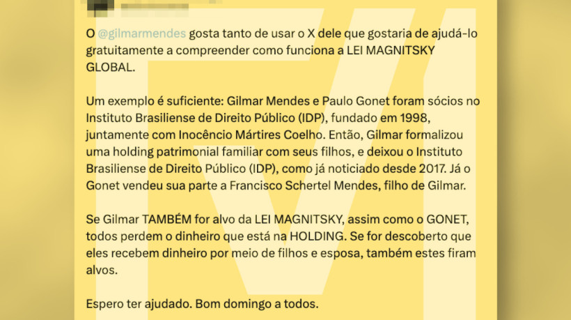 A medida prevista na legislação estadunidense é aplicada contra estrangeiros acusados de corrupção ou violação dos direitos humanos