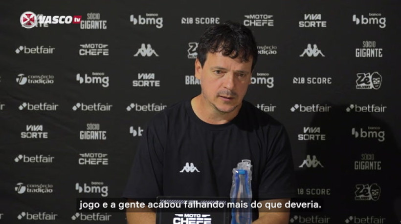 Diniz não vê abalo psicológico no Vasco, mas diz: 'Precisamos ganhar jogos'