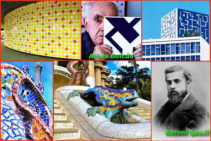Os azulejos são suportes para expressar desenhos, narrativas e padrões artísticos. Artistas famosos, como Athos Bulcão no Brasil e Antoni Gaudí (foto) na Espanha, usaram-nos em obras icônicas.
