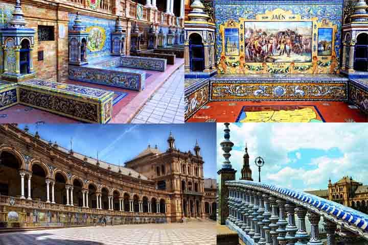 ESPANHA - A Andaluzia apresenta azulejos decorados com motivos geométricos e arabescos, herança islâmica.
