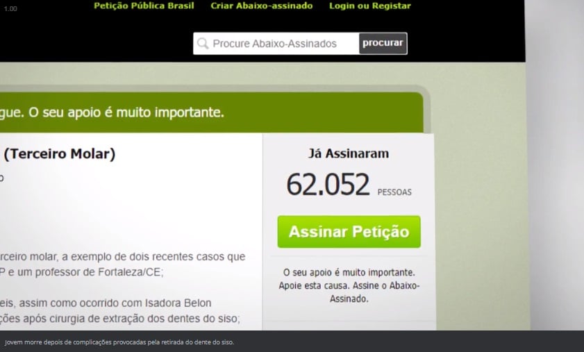 Os pais de Isadora começaram uma campanha nas redes sociais, que reuniu milhares de assinaturas, solicitando uma normativa única para a extração do siso. 
