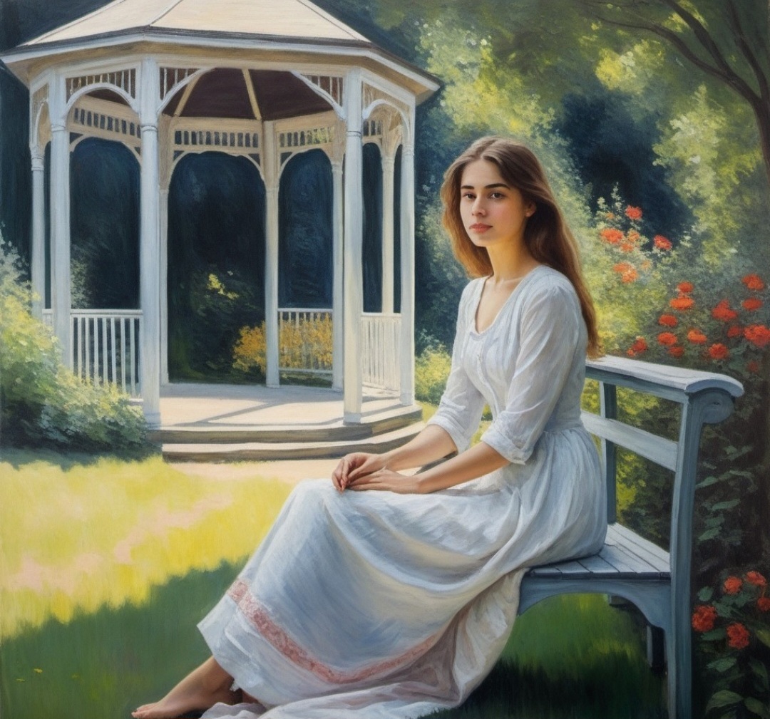 O frances Claude Monet, com sua genialidade impressionista, focado em luz e cor, retratou uma paisagem que destaca o gazebo até no nome: Mulher no Gazebo foi criada em 1875.