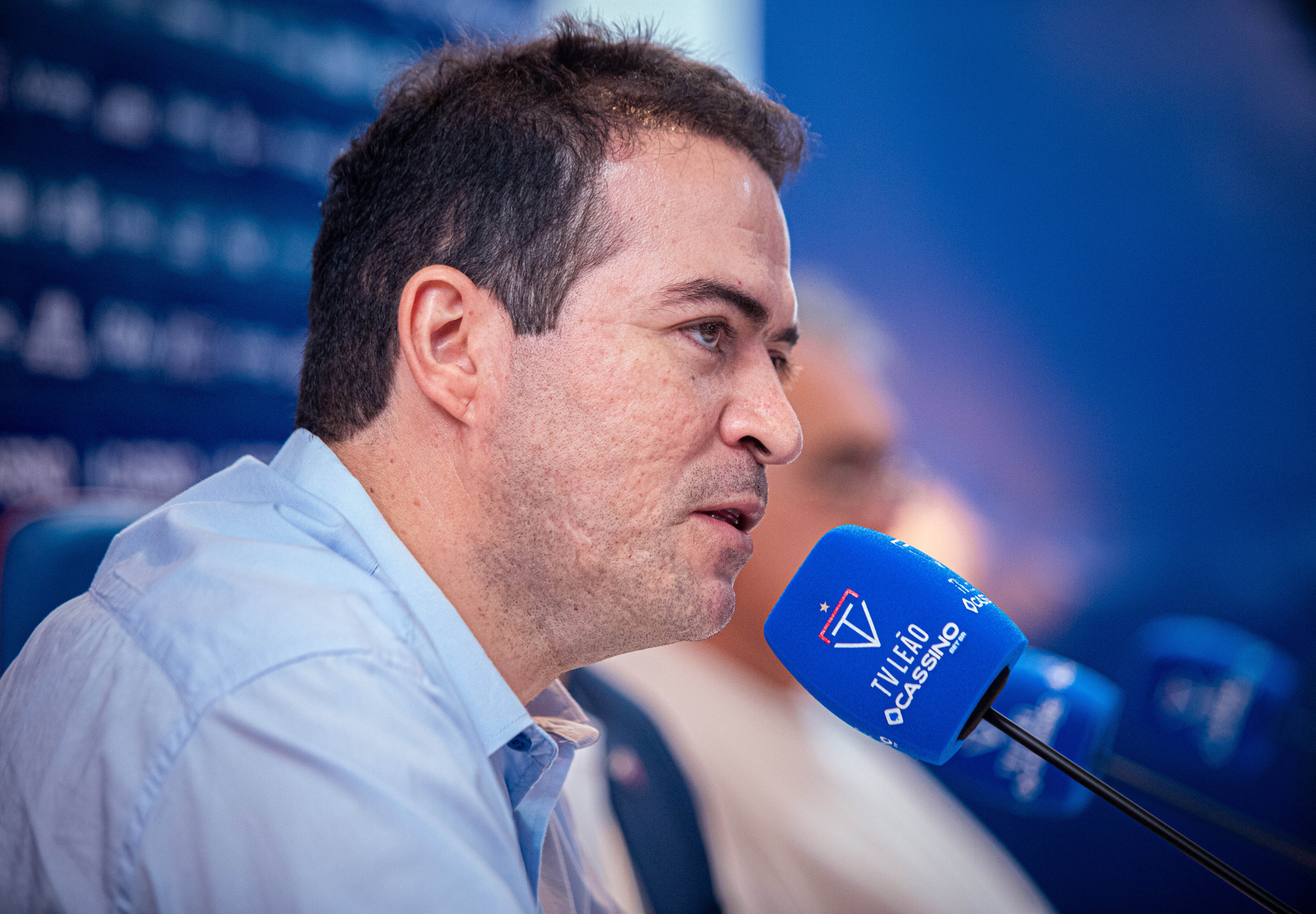 Marcelo Paz, CEO da SAF do Fortaleza, em entrevista coletiva (Foto: Mateus Lotif/Fortaleza EC)