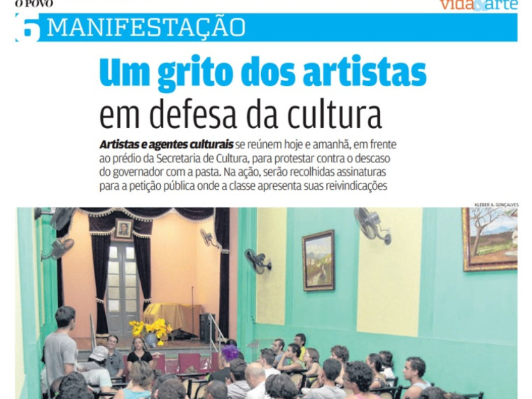 Reportagem do O POVO de 2012 mostra manifestação de artistas coordenada por Silvia Moura