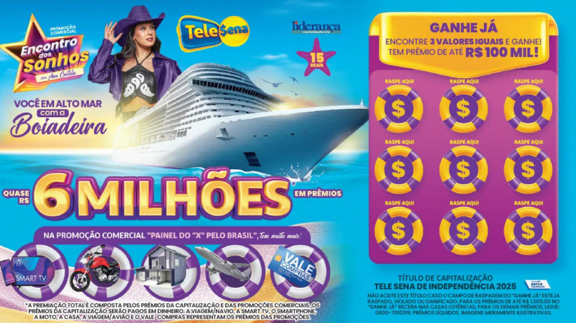 A Tele Sena de Independência 2025 divulgou o resultado do sorteio de hoje, domingo, 31 de agosto de 2025 (31/08/25); são quase R$ 6 milhões em prêmios