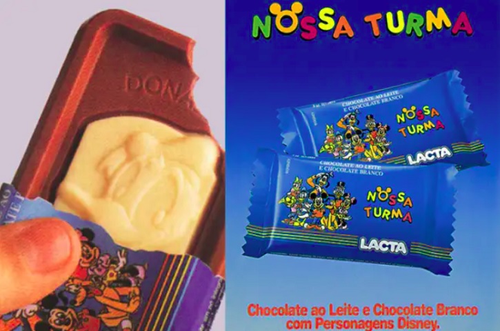 Nossa Turma, da Lacta: O Chocolate Turma da Mônica fez tanto sucesso que a Lacta lançou o Nossa Turma por um tempo, só que com personagens da Disney. 