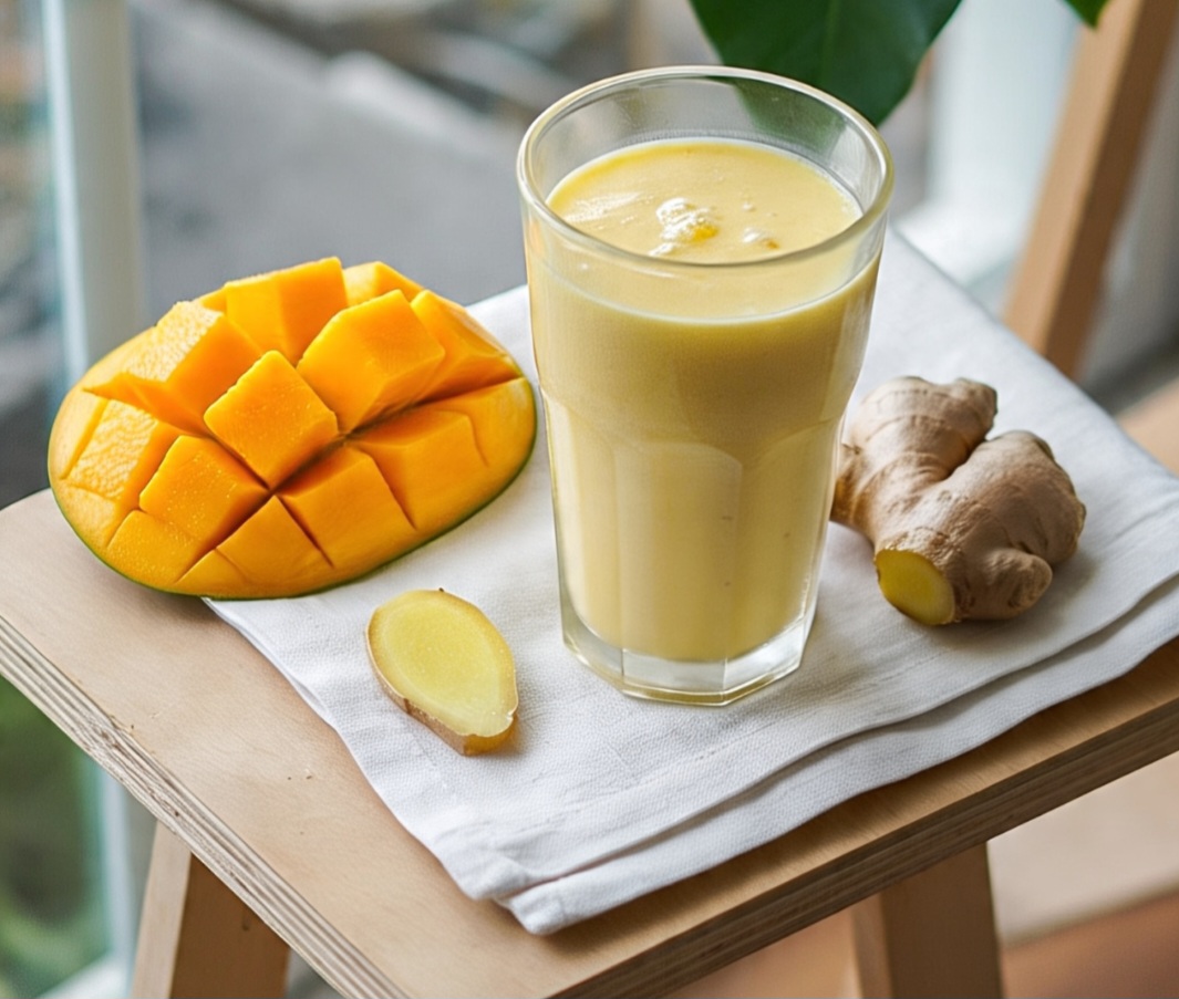 Leite com manga e gengibre: Refrescante e fortalecedora, essa vitamina é rica em vitamina A e tem efeito anti-inflamatório. O gengibre estimula o metabolismo. Ótima para fortalecer o sistema imunológico.
