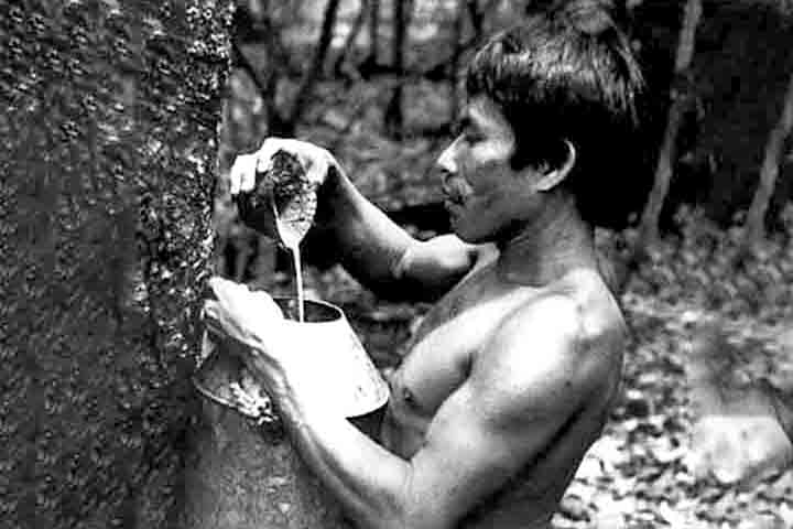 Quando os exploradores espanhóis chegaram à América no século XVI, observaram os nativos usando o látex. A palavra borracha vem do espanhol caucho, derivada da palavra quechua para o material.