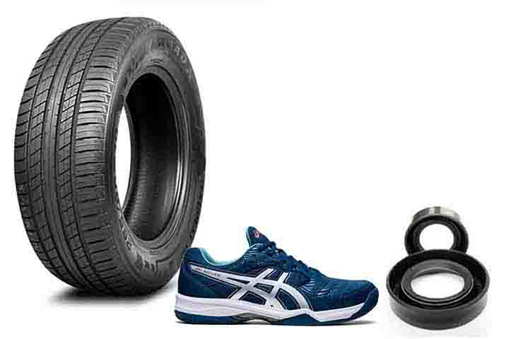 Derivada de petróleo, a borracha sintética é usada em pneus, calçados, e selos industriais. Ela complementou e, em alguns casos, substituiu a borracha natural por ser mais barata e personalizável.
