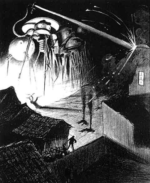 O livro acompanha a luta desesperada da humanidade para sobreviver diante de uma força invasora implacável, com descrições vívidas das máquinas de guerra marcianas e do impacto devastador sobre cidades e populações. 
