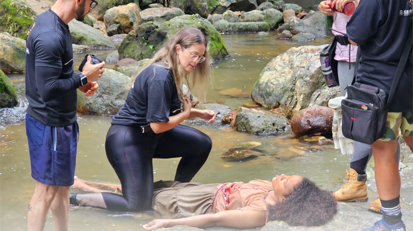 Bastidores da gravação do filme Nazara, da Fulô Filmes, que foi contemplada com o edital da Lei Paulo Gustavo 
