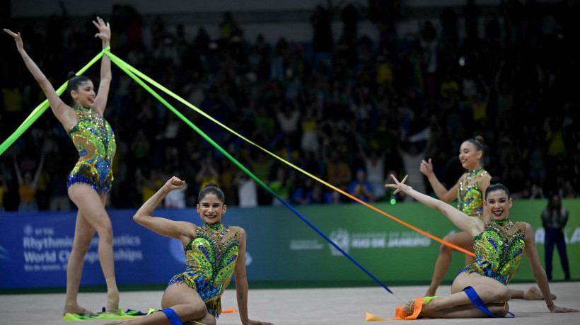 A equipe brasileira compete na final do individual geral e na classificação para a final do 41º Campeonato Mundial de Ginástica Rítmica da FIG, no Rio de Janeiro, Brasil, em 23 de agosto de 2025