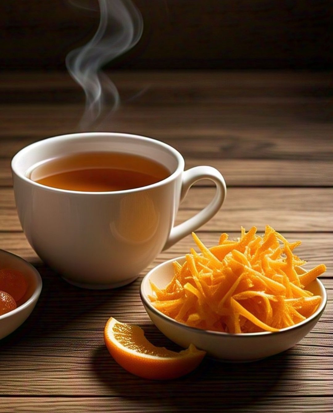 Casca de tangerina: Com compostos que ajudam na saúde respiratória, é usada para aliviar sintomas de gripe e tosse. Rica em vitamina C, com pequenas quantidades de vitamina A e do complexo B, como B1 e B6.
