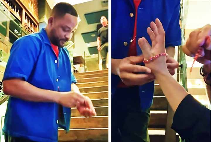 Um momento emocionante foi quando um fã lhe deu um escapulário — objeto símbolo da religião cristã católica — durante um jantar. 