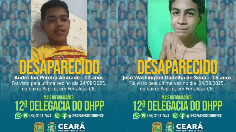 Adolescentes foram vistos pela última vez no domingo passado, 24