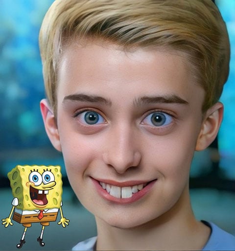 Outro personagem animado que ganhou vida com Hidreley foi a esponja do mar Bob Esponja, protagonista do desenho  de mesmo nome.