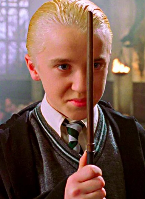 Nas histórias de Harry Potter, seu personagem, Draco Malfoy, é um aluno da casa Sonserina na Escola de Magia e Bruxaria de Hogwarts. Ele é apresentado como o principal antagonista de Harry.