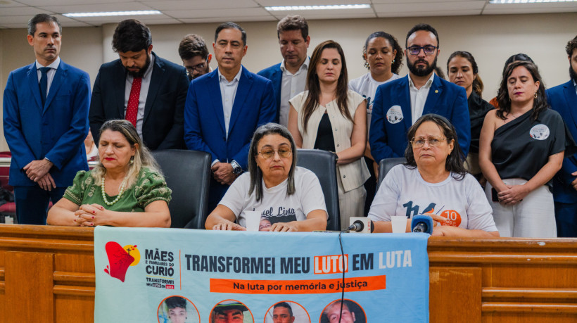 Imagem de apoio ilustrativo: coletiva de imprensa no 1uarto julgamento da chacina do Curió, onde 7 policiais são absolvidos