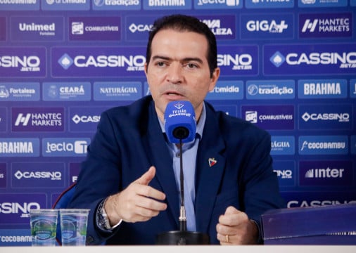 FORTALEZA, CEARÁ, BRASIL, 08-09-2025: Coletiva com  Presidente Marcelo Paz e Sergio Papilim em apresentação do novo Tecnico Palermo do Fortaleza no Pici. (Foto: Samuel Setubal/ O Povo)
