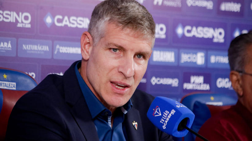 FORTALEZA, CEARÁ, BRASIL, 08-09-2025: Coletiva com  Presidente Marcelo Paz e Sergio Papilim em apresentação do novo Tecnico Palermo do Fortaleza no Pici. (Foto: Samuel Setubal/ O Povo)