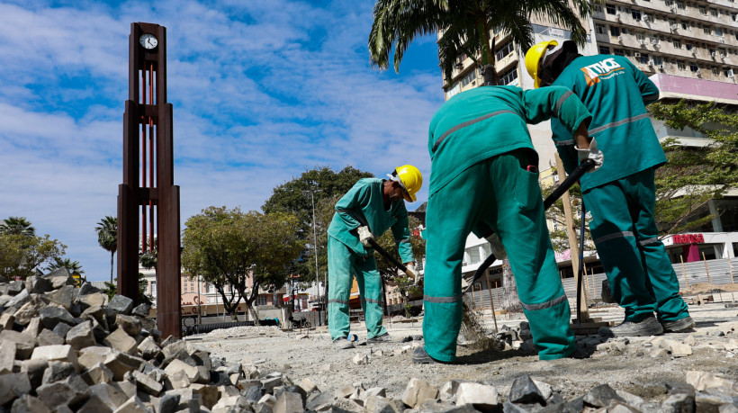 Obras da Praça do Ferreira, no Centro de Fortaleza