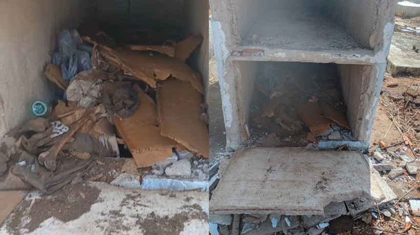 Durante a invasão, jazigos foram quebrados e corpos chegaram a ser espalhados pelo cemitério