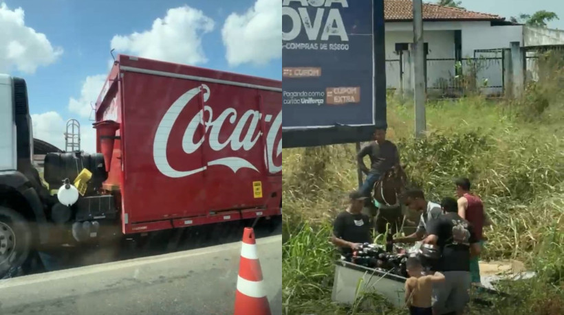 O acidente atraiu a atenção de motoristas e moradores da região. Imagens feitas no local mostram dezenas de garrafas sendo carregadas.