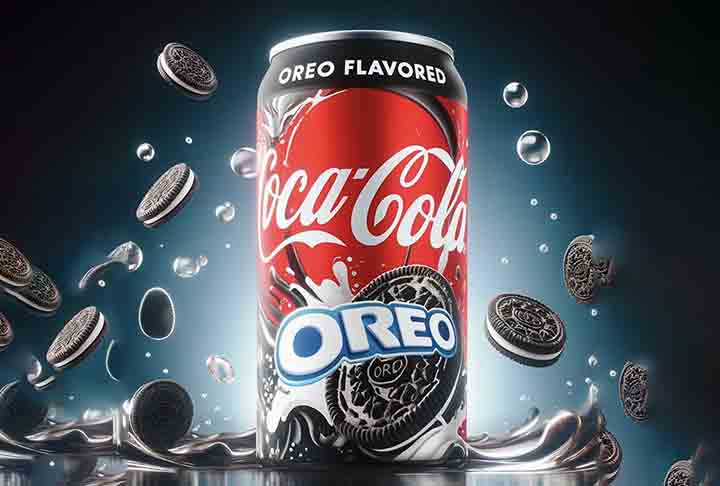 O outro produto da collab é a Coca-Cola Oreo Zero Açúcar, um novo sabor de refrigerante com sabor que remete ao biscoito. 
